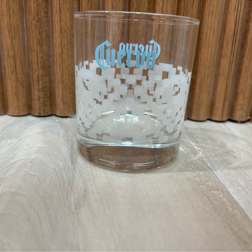 Cuervo Glass with White and Blue Design